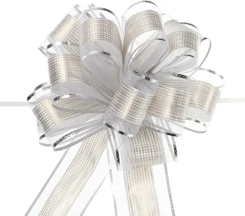 Vista 16 de MECCANIXITY 20 lazos grandes de organza de 7 pulgadas para envolver regalos, cintas de organza color negro para cestas de boda, regalos de fiesta