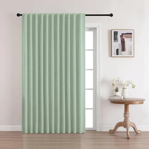 Vista 26 de CUCRAF Juego de 2 paneles de cortinas 100% opacas de lino de 84 pulgadas de largo, con pestaña trasera y bolsillo para barra para sala de estar