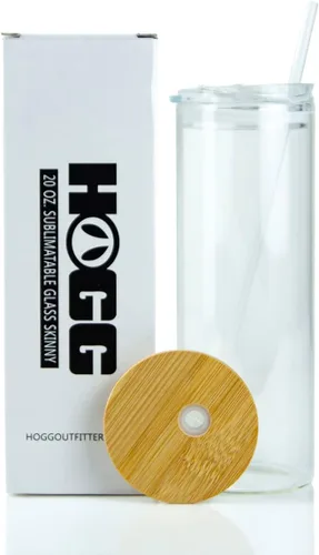 Vista 2 de Hogg Caja de vaso delgada sublimable de vidrio transparente de 20 onzas (paquete de 25) para bricolaje, personalizable, añade logotipo, vinilo