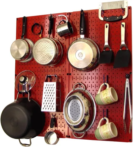 Vista 12 de Wall Control Organizador de Tablero Perforado de Cocina Estante de Almacenamiento de Ollas y Sartenes Kit de Organización con Tablero Perforado