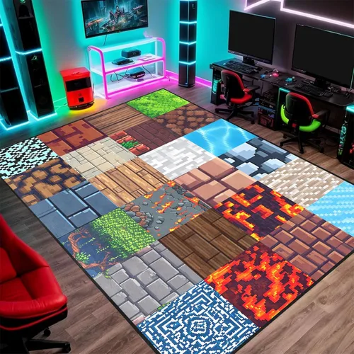 Vista 10 de Alfombra de juego - Alfombra de habitación de juegos a cuadros genial para niños, adolescentes, niños, alfombra para dormitorio, sala