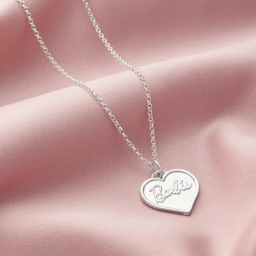 Vista 2 de Barbie Collar de corazón grueso - Plata, Zinc, No es una piedra preciosa