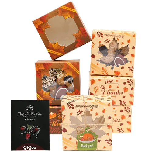 Vista 10 de qiqee Cajas de panadería negras con ventana de 4 x 4 x 2.5 pulgadas, 100 paquetes de mini cajas de galletas para macarrones, cajas de pastelería