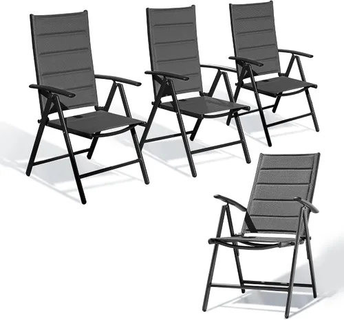 Vista 12 de PURPLE LEAF Juego de 2 sillas plegables para patio al aire libre, sillas de camping reclinables al aire libre con asiento acolchado de algodón