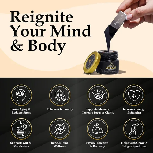 Vista 2 de El Shilajit más potente: resina Shilajit orgánica 100% pura del Himalaya 90% + ácido fúlvico 87+ minerales traza Máxima resistencia para hombres