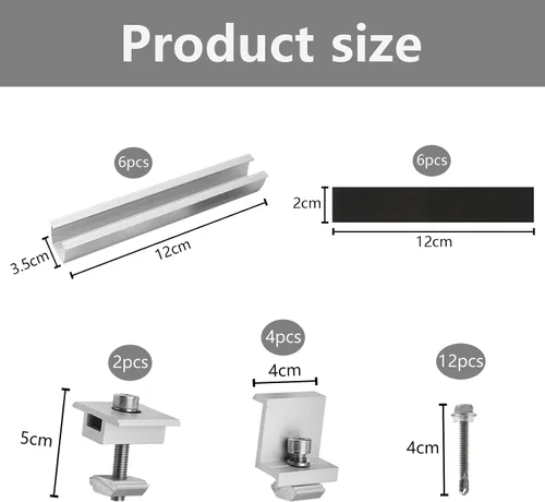 Vista 3 de Soportes de montaje en panel solar, soportes Z de aluminio ligero de 4.7 in, para soporte de panel solar, placa trapezoidal, montaje en techo plano