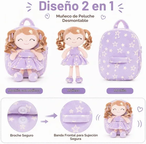 Vista 4 de Gloveleya Mochila para niños, 9 pulg., Classic Mochila Star púrpura A05