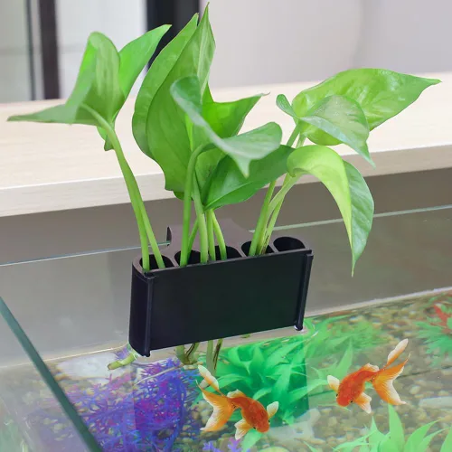 Vista 6 de Soporte para plantas de acuario,Sostenedor de plantas de tanque de peces de plástico,Taza colgante de plantador de acuario para plantas vivas