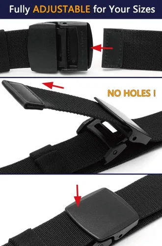 Vista 8 de LionVII Cinturones elásticos para hombre con hebilla de plástico sin metal para deportes de trabajo, fácil de recortar para adaptarse a cintura