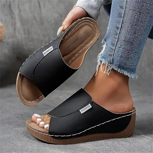 Vista 4 de Sandalias ortopédicas para mujer, con plataforma elegante, cómodas, ortopédicas, informales, para verano, con soporte de arco