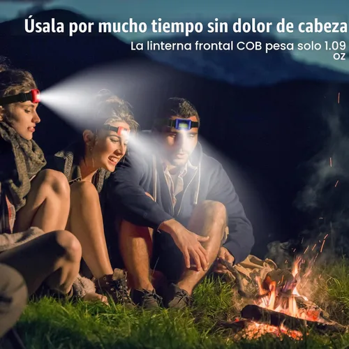 Vista 6 de Paquete de 48 unidades de linterna de cabeza LED, linterna de cabeza brillante impermeable, faro de cabeza de inundación Cob, luz de cabeza a granel
