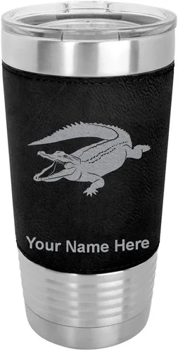Vista 21 de LaserGram Vaso aislado al vacío de 20 onzas, cocodrilo, grabado personalizado incluido (piel sintética, estilo béisbol)