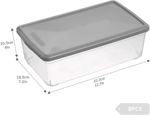 Vista 2 de Cajas de zapatos de plástico gris claro apilables contenedores de almacenamiento con tapas Cerrar, apilable, ampliamente utilizado, transparente