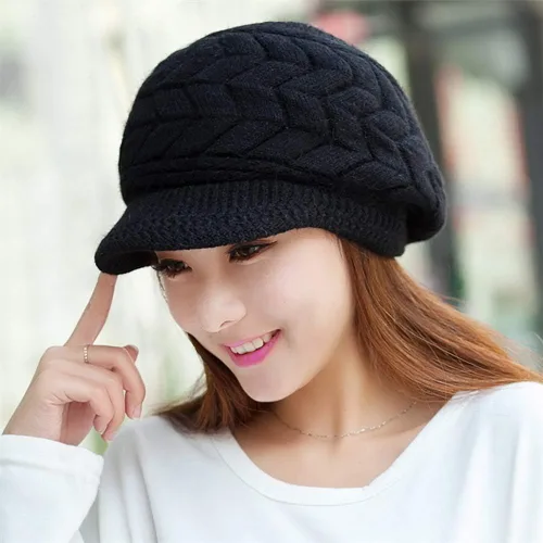 Vista 6 de YSense Wear Paquete de 2 gorros de punto para mujer con visera