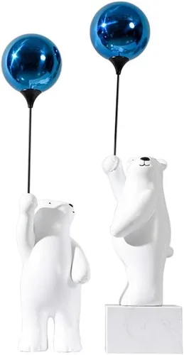 Vista 4 de Escultura china de feng shui, escultura de resina moderna, artesanías creativas, globos de oso polar, joyería creativa de escritorio, manualidades
