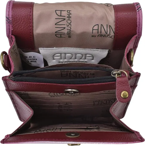 Vista 4 de Anna by Anuschka Cartera de tres pliegues de cuero pintada a mano para mujer