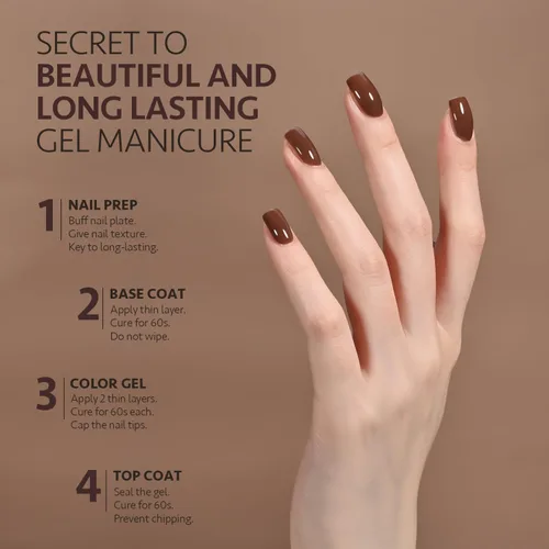 Vista 4 de GAOY - Esmalte de uñas de gel marrón, 16ml de esmalte de gel para quitar por remojo, curado con luz UV para arte de uñas, manicura DIY en casa, 2088