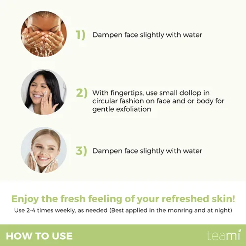 Vista 5 de Teami Exfoliante facial de té verde Matcha para hidratar, hidratar y exfoliar, exfoliante natural corporal y facial orgánico exfoliante de azúcar