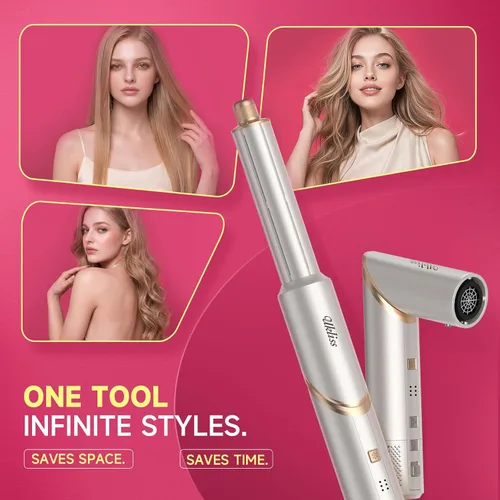 Vista 5 de UKLISS Estilizador de aire y sistema de secado de alta velocidad 8 en 1, multiestilizador de cabello plegable de 110,000 RPM con rizador