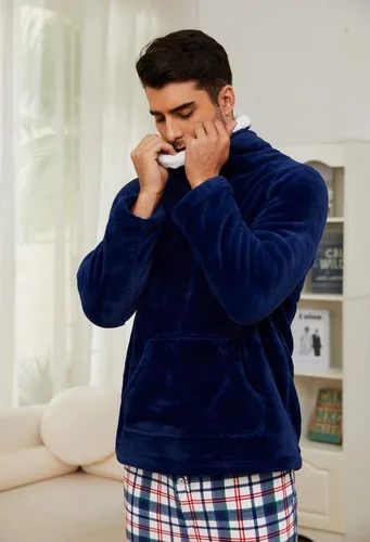 Vista 2 de U2SKIIN Pijamas a juego para parejas, juego de pijamas de felpa ultra suave, pijamas de felpa para invierno, ropa de dormir acogedora y cálida