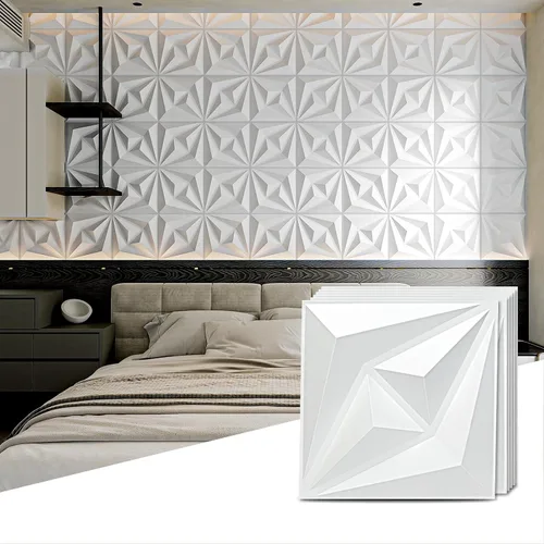 Vista 11 de AMZDEPOT Paneles de pared 3D para decoración de pared interior, 3 opciones de diseño, decoración de pared texturizada de PVC para sala de estar