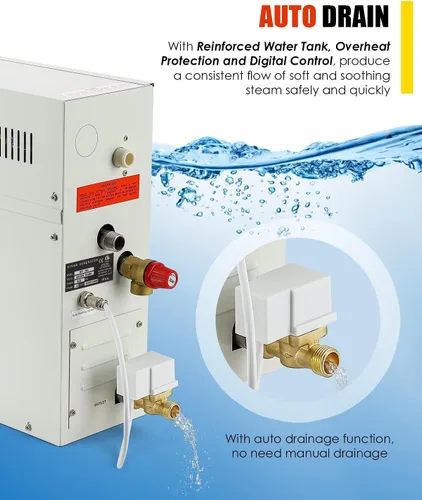 Vista 2 de CGOLDENWALL Generador de vapor de 4.5kw Generador de baño de vapor de baño de sauna para baño de baño de vapor para el ³ adecuado de la calefacción