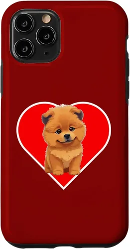 Vista 10 de iPhone 15 Cute Happy Chow Puppy Dog Cartoon Dog to Fall in Love Case