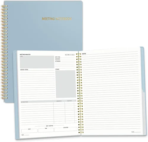 Vista 14 de SUNEE Half Meeting Half Note - Cuadernos profesionales de 8.5"x11" para el trabajo - 160 páginas, planificador de proyectos de tamaño A4, agenda