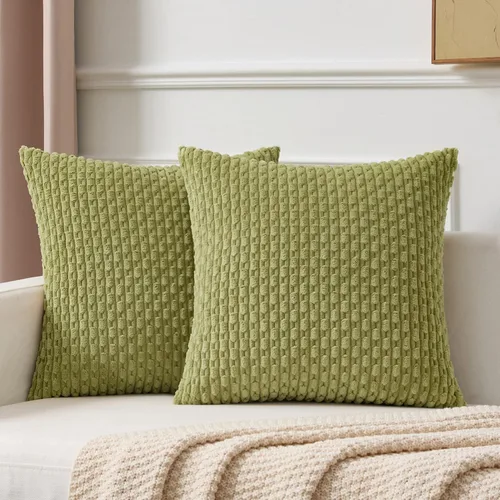 Vista 20 de Kevin Textile - Juego de 2 fundas de almohada de pana suave de 16 x 16 pulgadas, color verde aguamarina Fundas de almohada decorativas de pana
