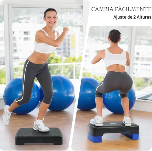 Vista 6 de Fitvids Aerobic Step Platform Trainer with Adjustable 2-Level Risers, 400 Pound Weight Capacity – Non-Slip Exercise Stepper for Cardio, Strength