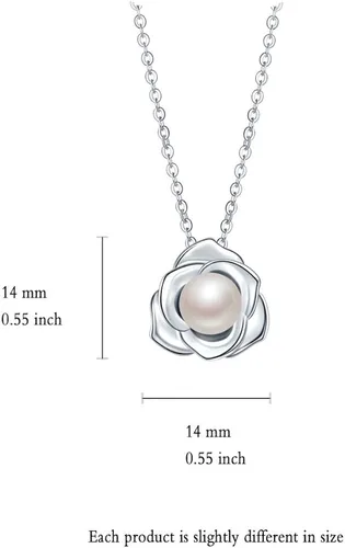 Vista 7 de Aretes de plata de ley 925 de alto pulido con perla natural de agua dulce de 0.276in, Base chapada en plata Base chapada en oro, nácar