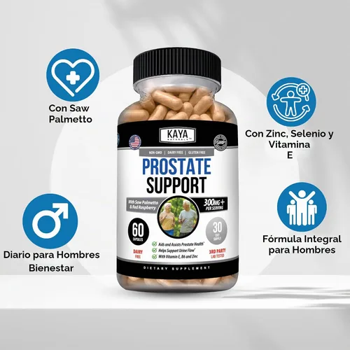 Vista 4 de Kaya Naturals Soporte de próstata con Saw Palmetto y Pygeum, 30 cápsulas