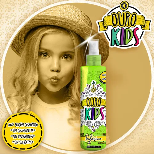 Vista 3 de Ouro Desenredante de pelo de doble fase para niños - Tratamiento Bifasico Desenredante para Niños 8.12 oz