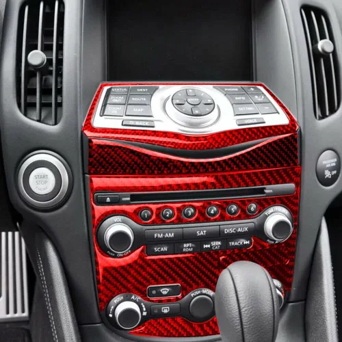 Vista 7 de Accesorios interiores del coche 17 piezas rojo fibra de carbono interior conjunto completo para Nissan 370Z 2009-20