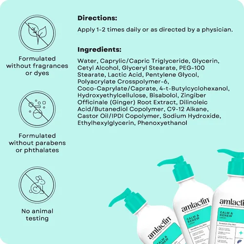 Vista 8 de AmLactin Calm & Renew Loción - Hidratante terapéutico corporal y facial para piel sensible - Exfoliante sin frotamiento y loción corporal para piel
