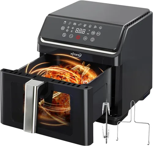 Vista 9 de Freidora de Aire 6.5 QT, 8 en 1 con Ventana Visible, Pantalla LED, Control de Temperatura Preciso de 400℉, Recordatorio de Agitación e Indicador