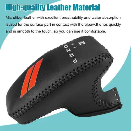 Vista 4 de LEXLEY Funda de palanca de cambios de cuero para Dodge 2015-2023 Charger Challenger, 2016-2023 Durango - Costuras negras
