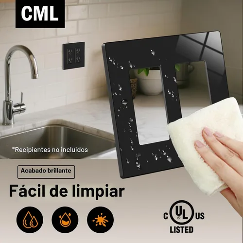 Vista 4 de CML - Placas de pared decorativas sin tornillos de 2 posiciones, paquete de 12 cubiertas de placa de interruptor negras a prueba de niños, cubierta