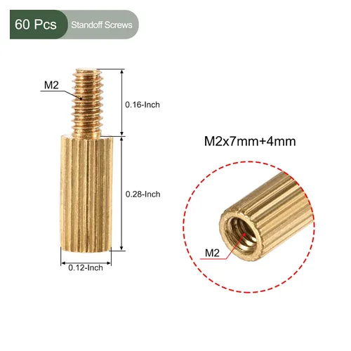 Vista 2 de YOKIVE 60 tornillos de separación M2, separadores de PCB moleteados de latón, mantienen la altura consistente, ideal para placa base