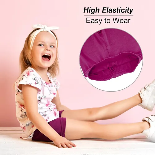 Vista 2 de 12 Pack Girls Dance Shorts, Toddler Biker Shorts Cartwheel Under Dress Pastel Kids Biking Clothes