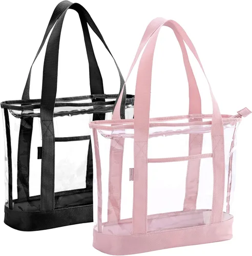Vista 8 de Bolso transparente BORMELUN, con asa de cremallera para el trabajo, plástico transparente para mujer