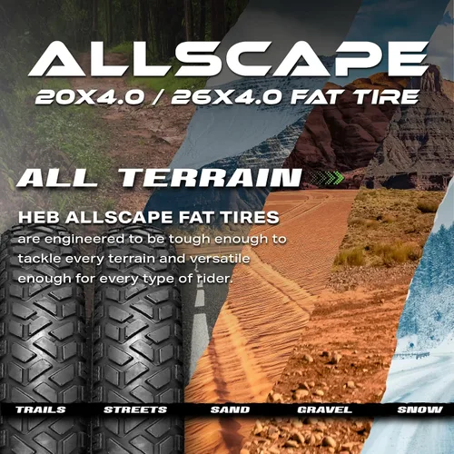 Vista 5 de ALLSCAPE 20x4.0 en Neumático de llanta ancha para E-Bike MTB, Neumático de bicicleta de montaña E-Bike de alta resistencia y alto rendimiento