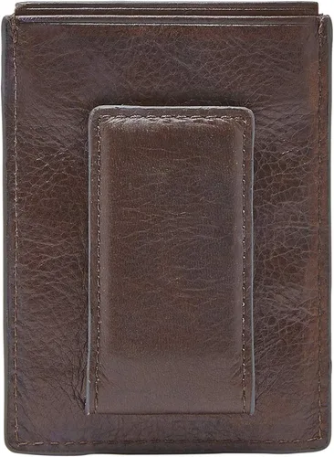 Vista 2 de Fossil Funda magnética minimalista de cuero para hombre con clip para dinero y bolsillo frontal