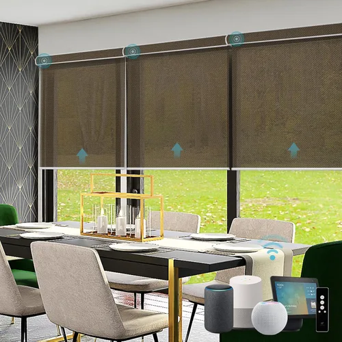 Vista 28 de SmartWings Persianas motorizadas con 5% de apertura, funcionan con Homekit Z-Wave Alexa SmartThings Google, persianas inteligentes con filtro de luz