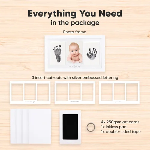 Vista 5 de Kit de manos y huellas sin tinta, recuerdo para niños, niñas, recién nacidos, almohadilla de tinta sin desorden para huellas de manos de bebé, kit