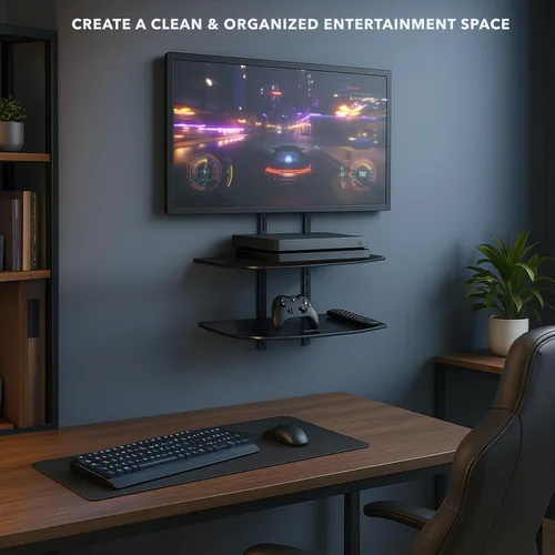 Vista 8 de mount-it. LCD, LED, Plasma TV Wall Mount Bracket para cable Box, reproductor de DVD, Stereo Componentes Shelf Negro