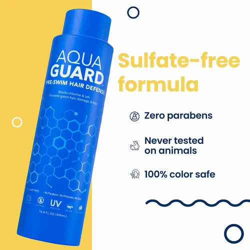 Vista 6 de AQUA GUARD - Defensa del cabello antes de nadar, tamaño familiar para más nados por botella, evita daños por cloro + suaviza el cabello mientras