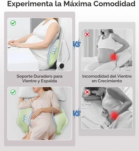Vista 3 de Almohadas de embarazo para dormir, almohada de espuma viscoelástica de maternidad con soporte para la espalda, vientre y caderas, almohada de viaje