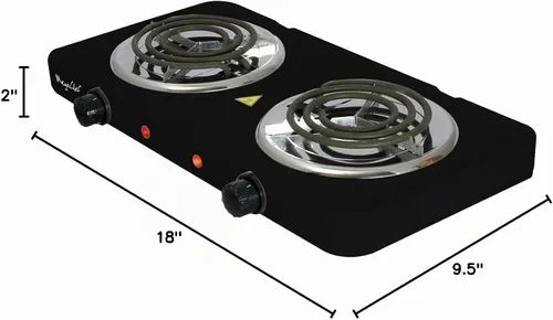 Vista 5 de MegaChef Placa de Cocina Eléctrica Ultra Ligera de Doble Bobina Fácilmente Portátil para Buffet en Negro Mate