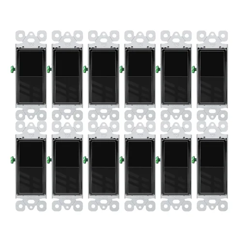 Vista 13 de Greencycle Interruptor de luz basculante negro de un solo polo, interruptor de luz de paleta de 15 amperios, interruptores Sp blancos, 120V-277V CA